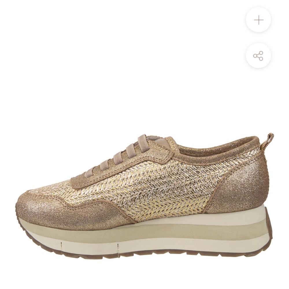 Naked Feet Kinetic Gold Raffia Platform Sneakers - Picture 3 of 7